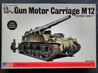 Vintage & Rare 1/48 Bandai U.  S.  155mm Gun Motor Carriage M12 Model Kit