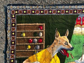 Vintage Dogs Playing Pool Felt Tapestry Wall Hanging Large 52x37 