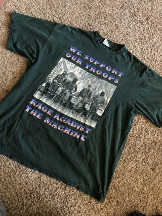 Vintage Rage Against The Machine We Support The Troops T Shirt Mens Xl Rare