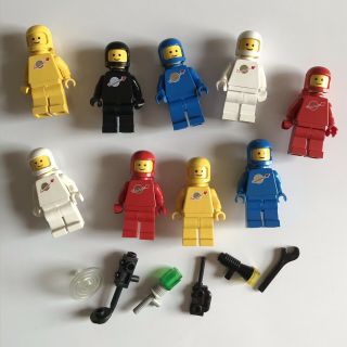 Vintage Lego Classic Space Minifigures,  Accessories Blue Black Red Yellow White