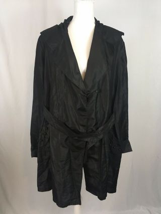 Vtg Antique 1920s Flapper Black Silk Satin Evening Coat Robe Edwardian Fragile