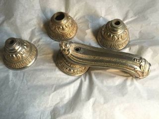 Vtg Bathroom Faucet Set Gold On Brass Ornate Design Made In Spain Rare