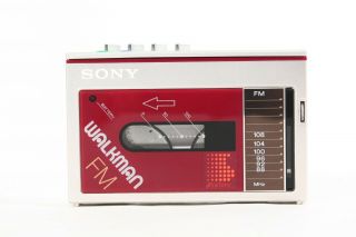 Vintage Sony Wm - F10 Stereo Cassette Player Walkman Tape Red Chrome