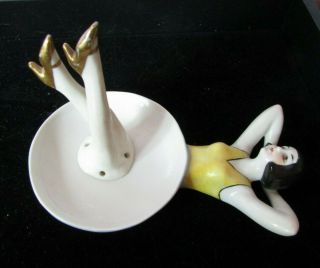 Art Deco German Porcelain Powder Dish - Fasold Stauch W/legs