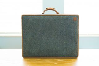 Vintage Hartmann Tweed Suitcase Luggage W/leather Belting Very 26x20x8