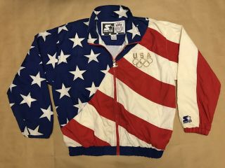 Vintage 1996 Atlanta Olympics Men’s Usa Starter Windbreaker Zip Jacket Medium
