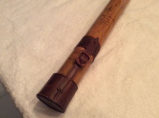 Vintage Hardy Bamboo Fly Rod Tube With Leather Cap