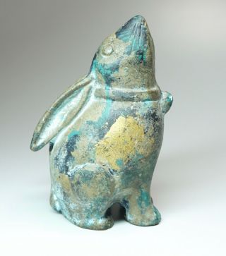 Vintage Heavy Japan Cast Iron Bronze Finish Rabbit Figurine 5 5/8 " High