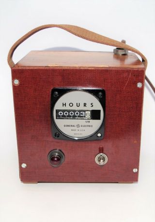Vintage Ge General Electric Hour Meter Gauge Wooden Box Steampunk Weird Odd Ooak
