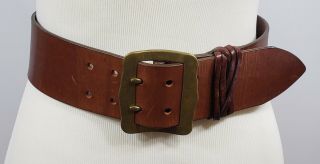 Vintage 1994 Ralph Lauren Wide Brown Leather Belt Fits 27 28 29 30 31 - Small