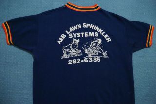 Vtg 1960’s Short Sleeve Sweatshirt Sz L Lawn Sprinkler Systems Mike Sun Faded