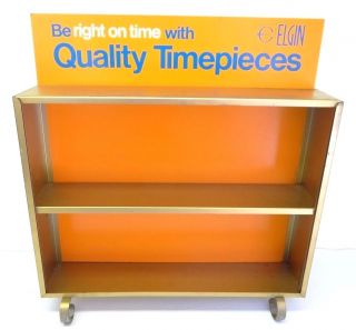 Vintage Gold Orange Elgin Quality Timepieces Watch Display Case Advertising
