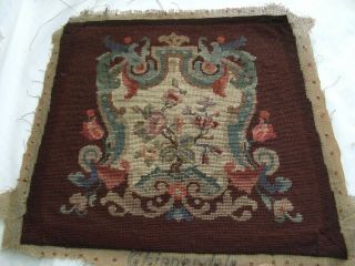 Vintage Chippendale Style Needlepoint Panel For Chair Seat 2