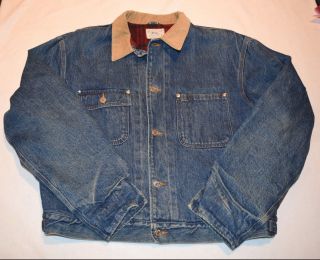 Vintage Polo Ralph Lauren Men`s Denim Jacket Size XL Flannel Lined Made In USA 2