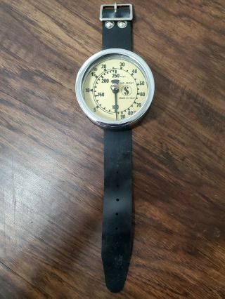 Scubapro Diver Wrist Watch Depth Gauge 250 Feet By Sos Vintage Made In Italy