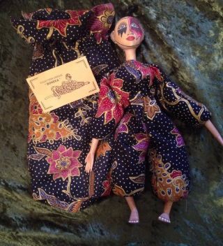 Vintage Unique Hand Carved Painted Wooden Boneka Indonesian Doll