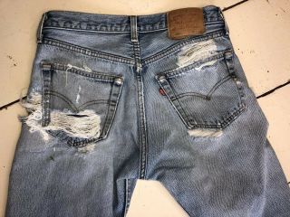 Vintage 80s Levis 501 Distressed Denim Jeans Size 32 X 30 Made In Usa Destroyed
