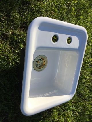 Vintage Kohler Bath Utility Sink White Gold K - 6560 Cast Iron 19 