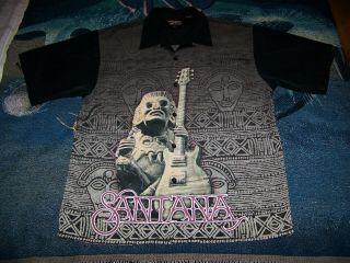 Vintage Carlos Santana Lp Cd Dragonfly Button Dress Shirt Aztec Mayan Art Sz Xxl