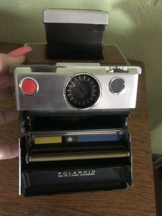VINTAGE POLOROID SX 70 LAND CAMERA WITH LEATHER CASE AND FILM 5