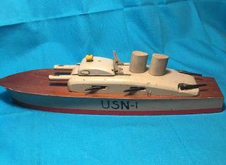 Hand Made Vintage 15 1/2” Wooden Pt Boat Usn - 1 Model Toy