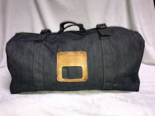 Vintage 1970s Levis Denim Duffle Bag Orange Tab Leather Patch Rare Euc