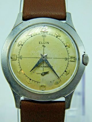 Vintage 17 Jewel Elgin Shockmaster Cal 715 1950s Wrist Watch With Durapower