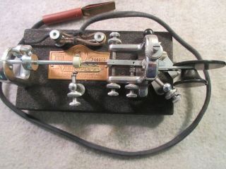 VINTAGE TELEGRAPH KEY VIBROPLEX WITH CARRYING BOX 2