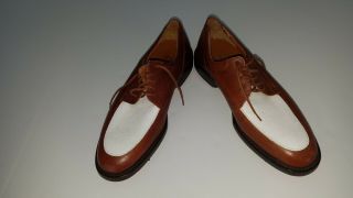 Salvatore Ferragamo Vintage 2 - Tone Apron - Toe Brown/white Sz 6d Golf Shoes