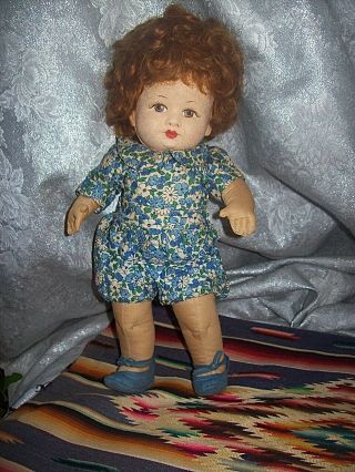 Vintage Chad Valley Co.  Hygienic Toys Cloth Doll W/ Painted Felt Face - England