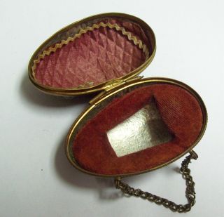 Vintage Sewing Thimble Case Holder - Embossed Brass ? Egg Shaped 2