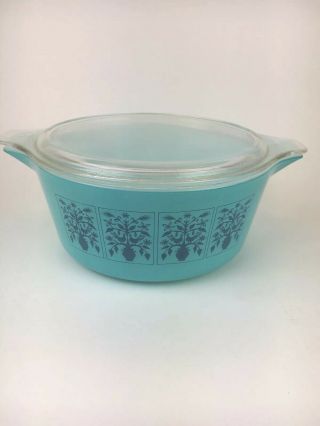 Vintage Pyrex Ovenware Usa Saxony Tree Of Life 2 - 1/2 Qt Covered Casserole 475 - B