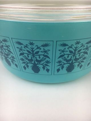 Vintage Pyrex Ovenware USA SAXONY Tree of Life 2 - 1/2 Qt Covered Casserole 475 - B 2