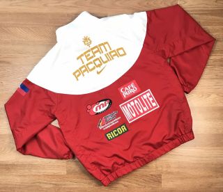 Vintage Nike Manny Pacman Pacquiao Track Jacket Large L Boxing White Red Mens