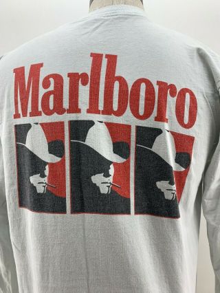 Vintage Marlboro Cowboy Pocket L/s Tee Shirt White Size Xl X - Large Rare Spellout