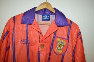 Scottish Football Scotland Vintage Umbro Soccer Jersey Mens Xl Orange Neon