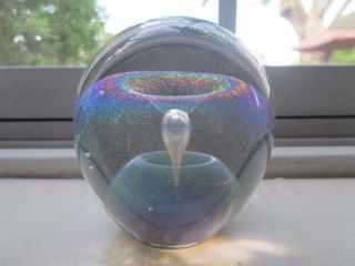 Vintage Eickholt Iridescent Glass Paper Weight 1984 Signed Dated Gorgeous