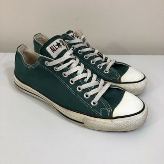 Vintage Usa Made Converse All Star Chuck Taylor Green Canvas Low Top Sneaker 9