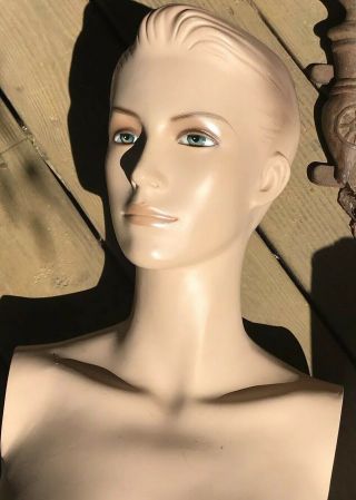 Vintage Half MANNEQUIN Female TORSO & HEAD Store Display 38” Bust 2