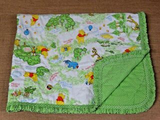 Vintage Winnie The Pooh Quilted Baby Blanket Crib Doll Bed Accessory Disney