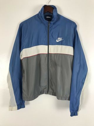 Vintage Nike Windbreaker Jacket Blue White Grey Size M Blue Tag 80s