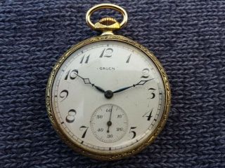 Thin Vintage Gruen Pocket Watch 15 Jewels 2 Adj Running Strong & Very Accurate
