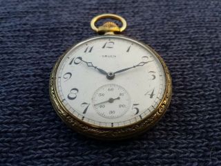 Thin Vintage GRUEN Pocket Watch 15 Jewels 2 Adj Running Strong & Very Accurate 2
