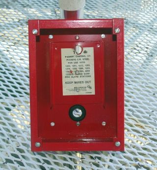 VINTAGE EDWARDS RED FIRE ALARM PULL STATION WITH BOX 3