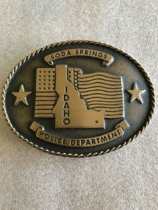 Vtg 1987 Soda Springs Idaho Police Department Creative Casting Belt Buckle
