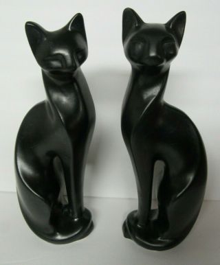 Vintage Black Ceramic Cat Figurines Pair 12 1/2 " Maddux Of California