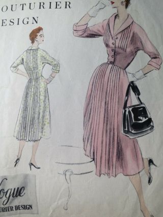 Vogue Couturier Design 806 Vintage 1950 Jacket Dress Pattern Sz 20 Bust 38 50s