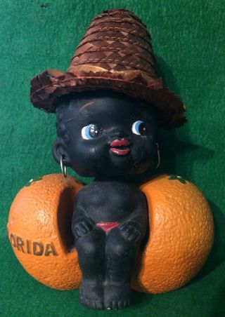 Vintage Black Memorabilia Baby Bobble Head Flordia Orange Coin Bank