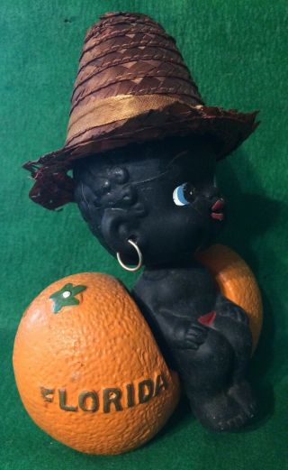 Vintage Black Memorabilia Baby Bobble Head Flordia Orange Coin Bank 2
