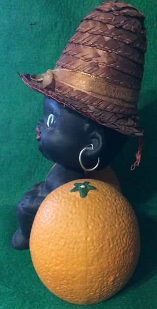Vintage Black Memorabilia Baby Bobble Head Flordia Orange Coin Bank 7
